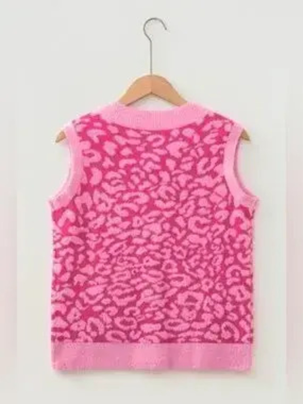Leopard Button-Down Fuzzy Sweater Vest - Picture 7 of 9